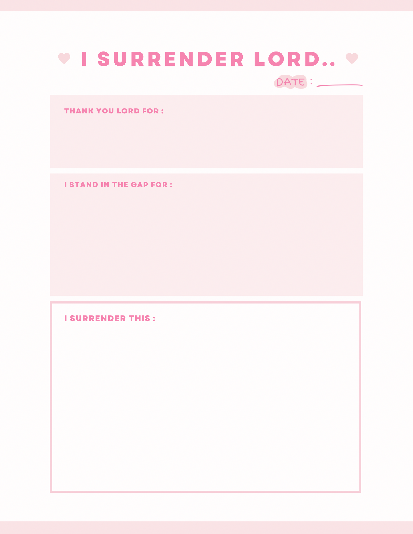 “ I Surrender “ Prayer Journal